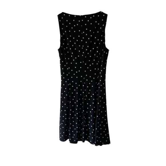 Lauren Ralph Lauren Black and White Polka dot faux wrap v neck dress size 14 - Picture 3 of 8